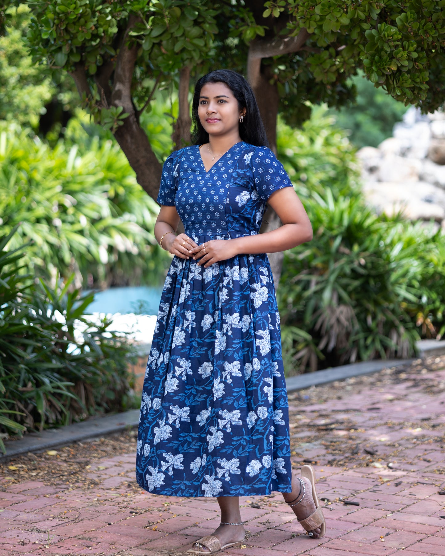 Feeding Women's Maxi Nighty – Full-Length Nightwear-Navy Blue