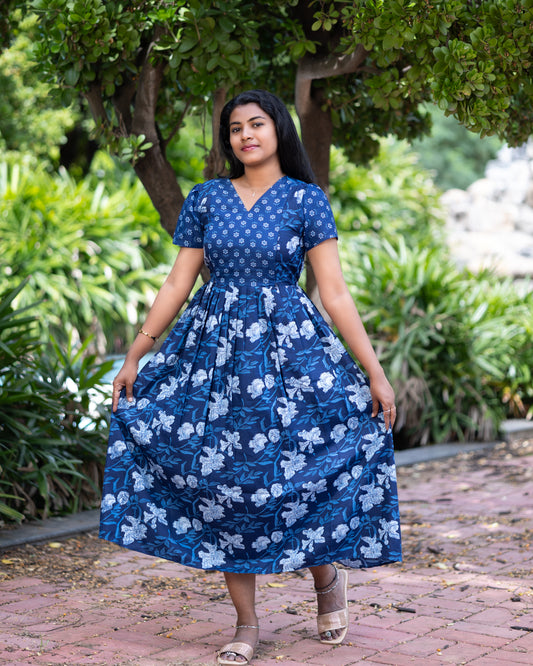 Feeding Women's Maxi Nighty – Full-Length Nightwear-Navy Blue