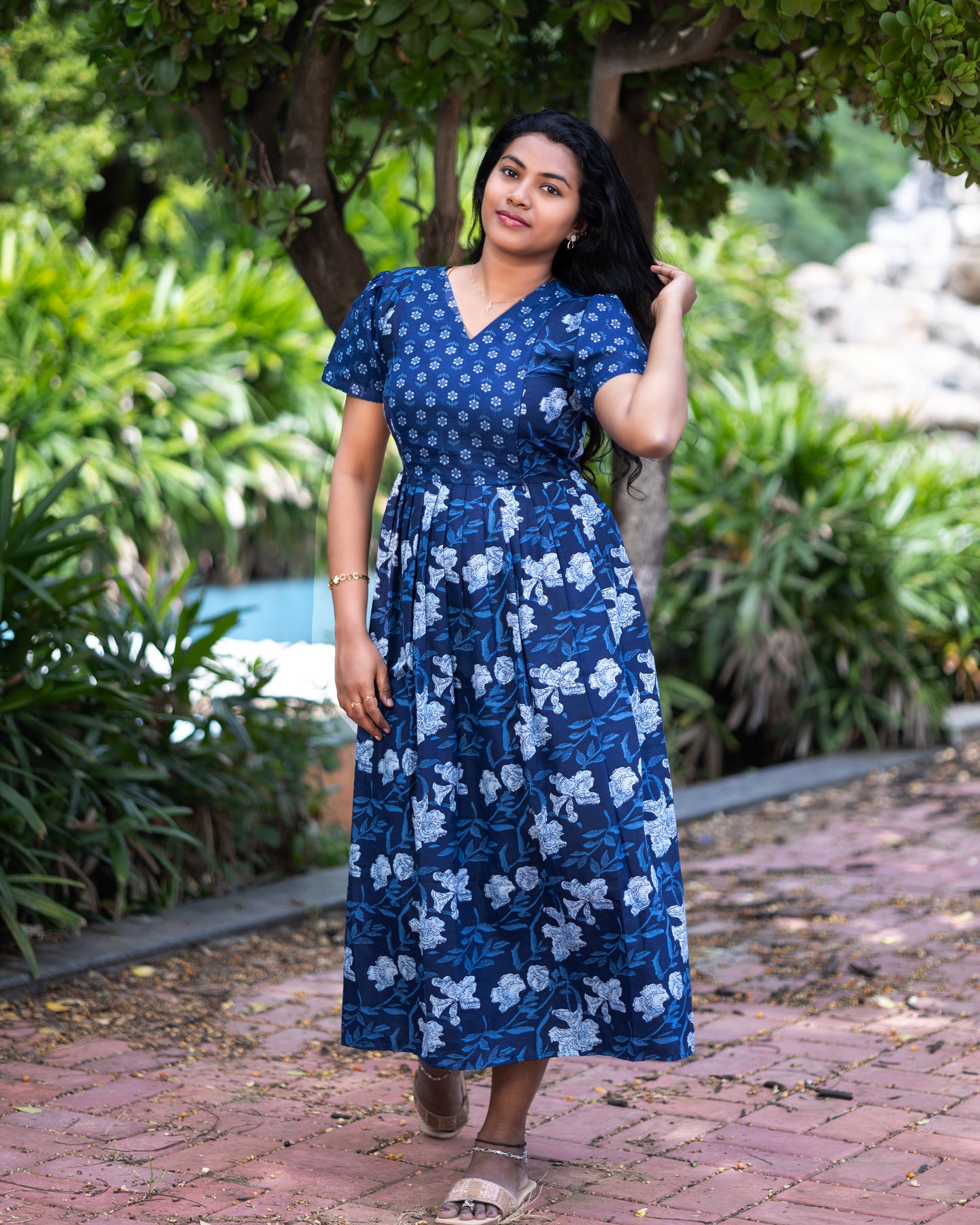 Feeding Women's Maxi Nighty – Full-Length Nightwear-Navy Blue