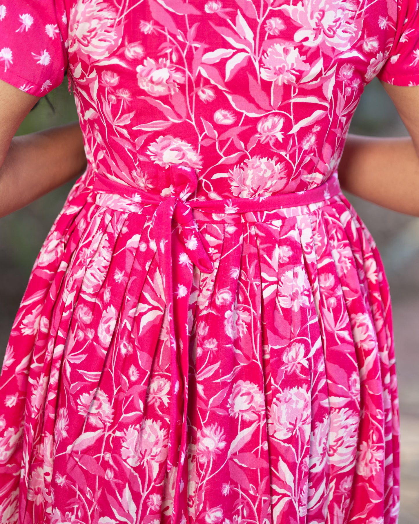 Feeding Women's Maxi Nighty – Full-Length Nightwear-Bright Pink with White Floral