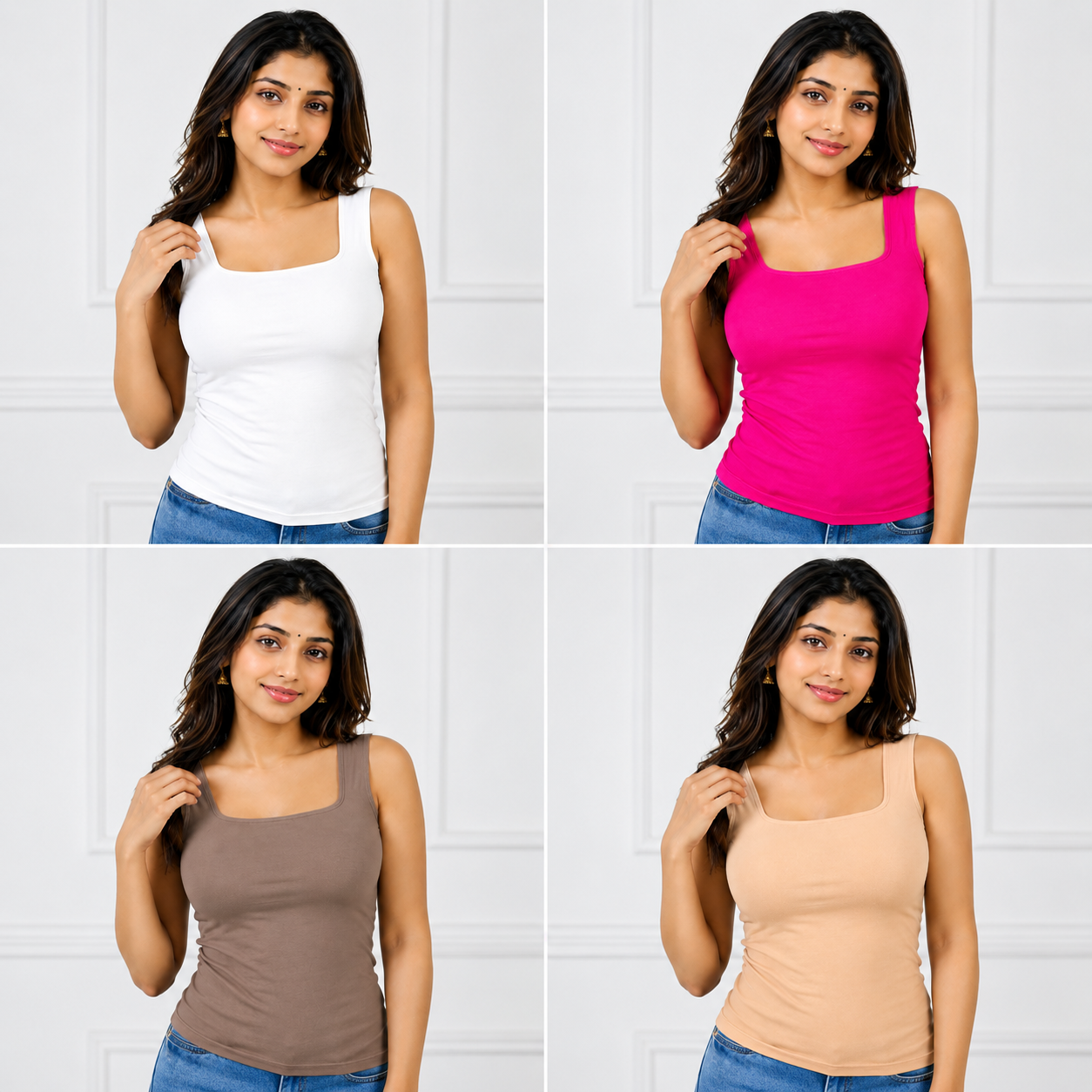 Padded Tank Top-Pack of 4-.