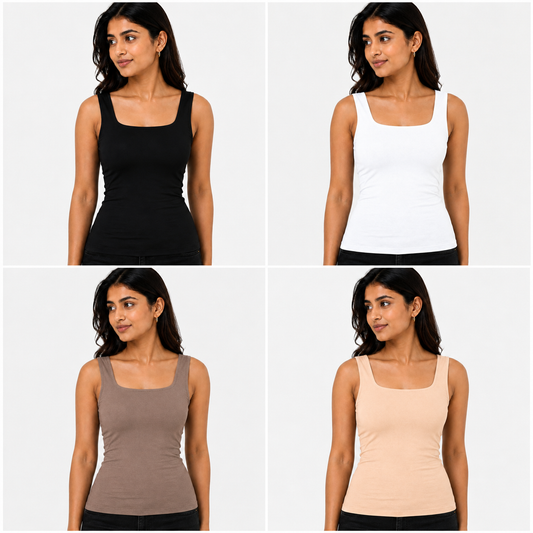 Padded Tank Top-Pack of 4-pink