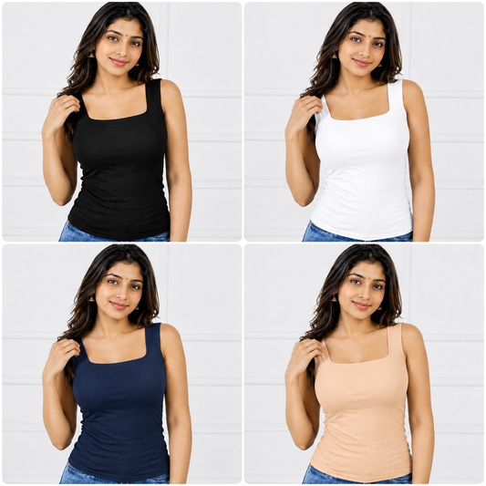 Padded Tank Top-Pack of 4-..