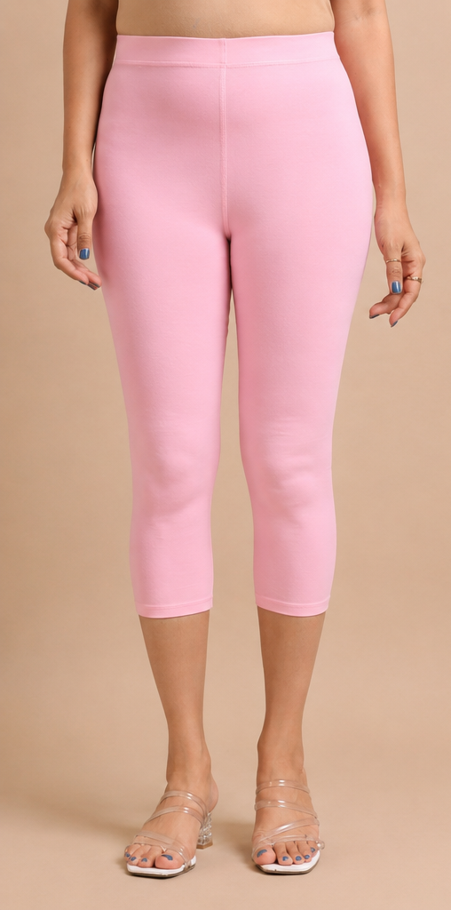3/4 Capri Leggings –baby pink